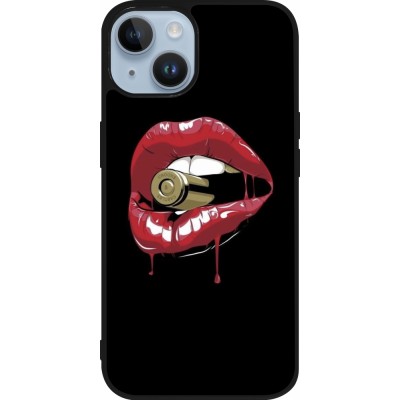 Coque iPhone 15 - Silicone rigide noir Lips bullet