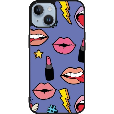 Coque iPhone 15 - Silicone rigide noir Lips and lipgloss