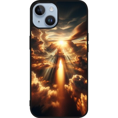 Coque iPhone 15 - Silicone rigide noir Lueur Céleste Zenith