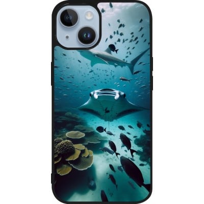 Coque iPhone 15 - Silicone rigide noir Manta Lagon Nettoyage