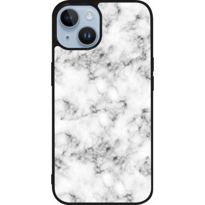 Coque iPhone 15 - Silicone rigide noir Marble 01