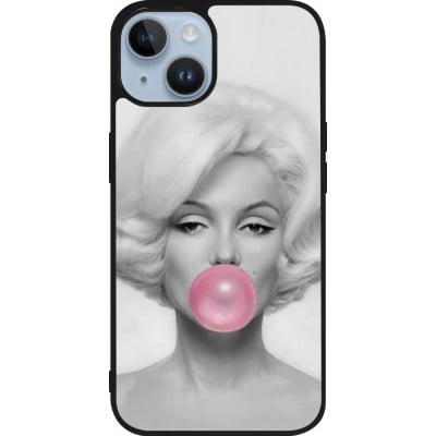 Coque iPhone 15 - Silicone rigide noir Marilyn Bubble