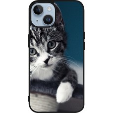 Coque iPhone 15 - Silicone rigide noir Meow 23