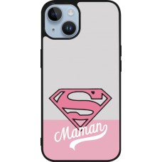 Coque iPhone 15 - Silicone rigide noir Mom 2024 Super hero maman