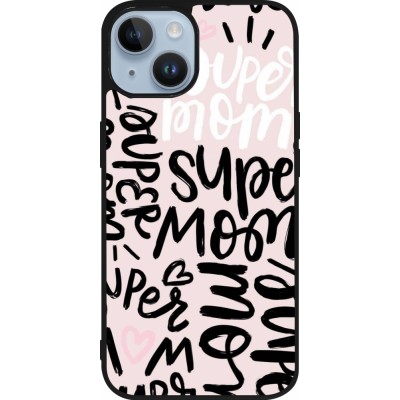 Coque iPhone 15 - Silicone rigide noir Mom 2024 Super mom