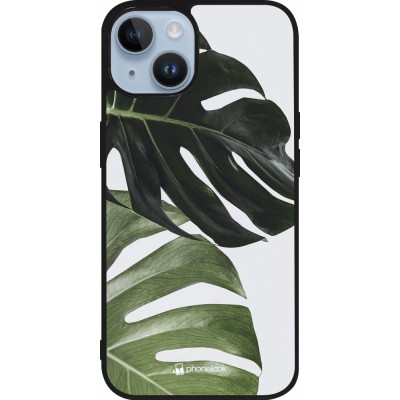 Coque iPhone 15 - Silicone rigide noir Monstera Plant