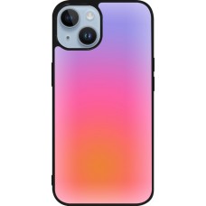 Coque iPhone 15 - Silicone rigide noir Orange Pink Blue Gradient