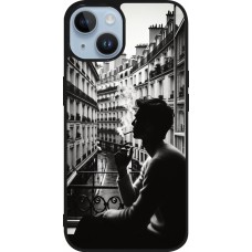 Coque iPhone 15 - Silicone rigide noir Parisian Smoker