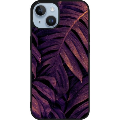 Coque iPhone 15 - Silicone rigide noir Purple Light Leaves