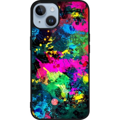 Coque iPhone 15 - Silicone rigide noir Splash paint