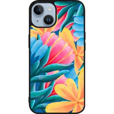 Coque iPhone 15 - Silicone rigide noir Spring 23 colorful flowers