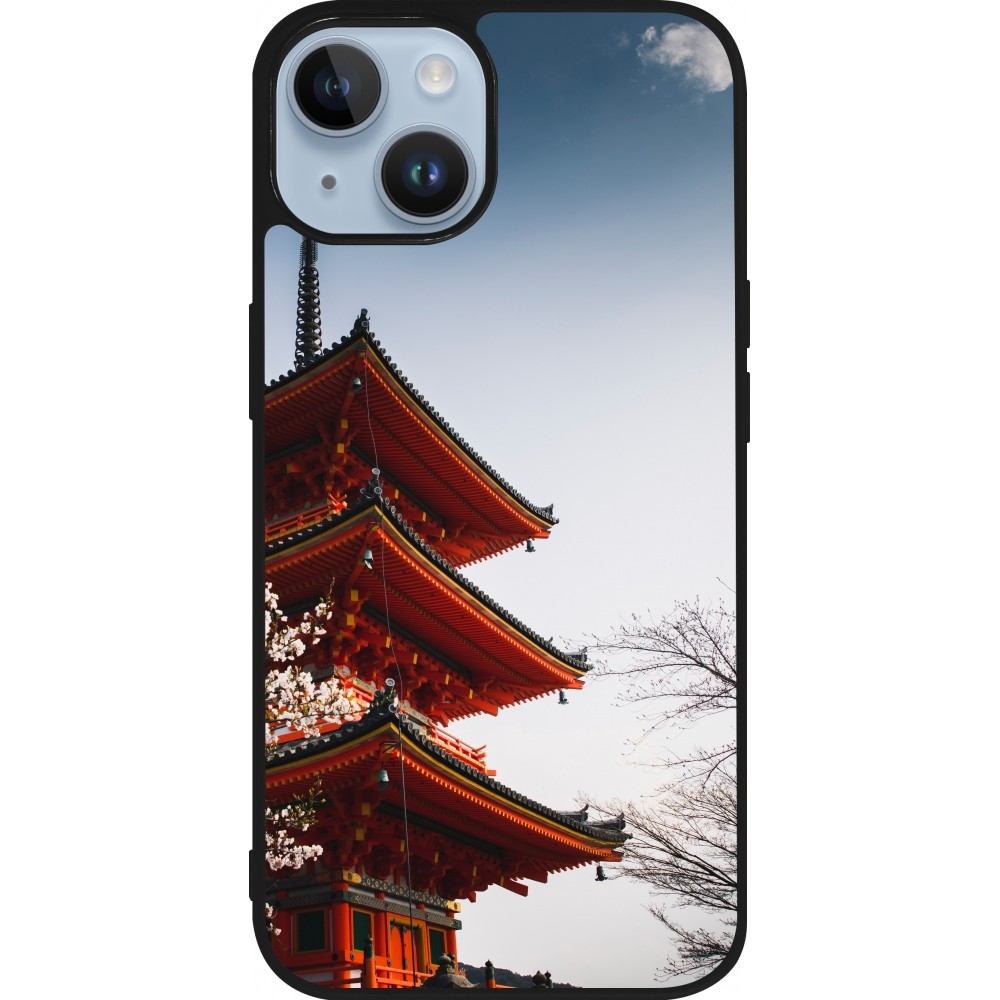 Coque iPhone 15 - Silicone rigide noir Spring 23 Japan