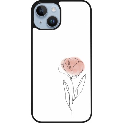 Coque iPhone 15 - Silicone rigide noir Spring 23 minimalist flower