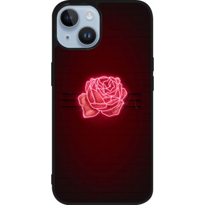 Coque iPhone 15 - Silicone rigide noir Spring 23 neon rose