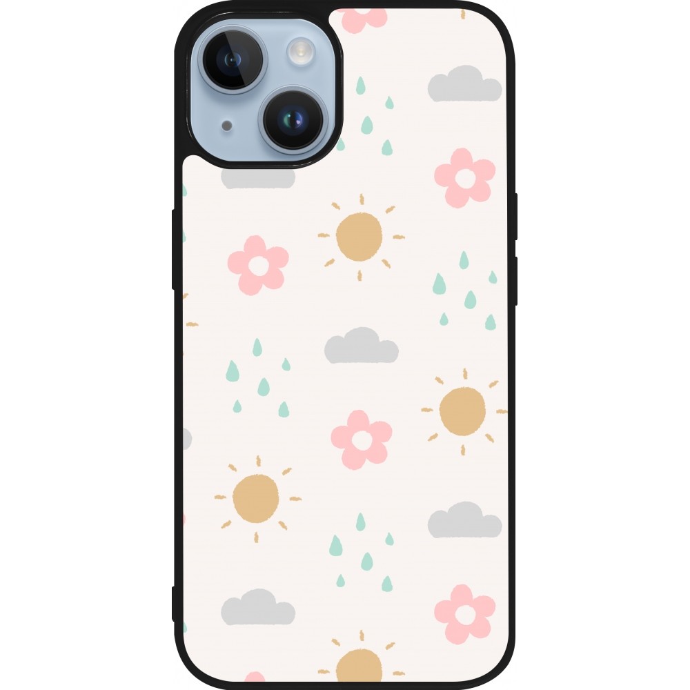 Coque iPhone 15 - Silicone rigide noir Spring 23 weather