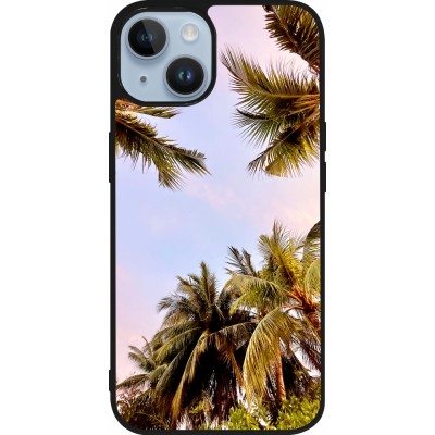 Coque iPhone 15 - Silicone rigide noir Summer 2023 palm tree vibe