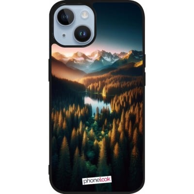 Coque iPhone 15 - Silicone rigide noir Sunset Forest Lake