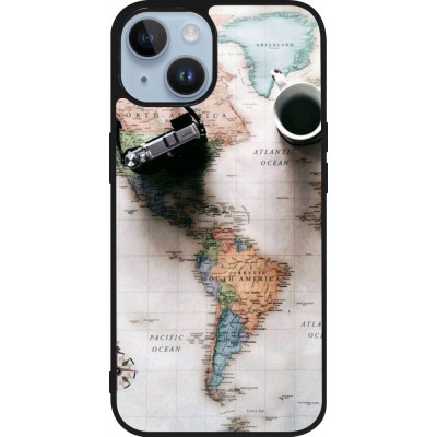 Coque iPhone 15 - Silicone rigide noir Travel 01