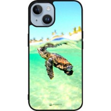 Coque iPhone 15 - Silicone rigide noir Turtle Underwater