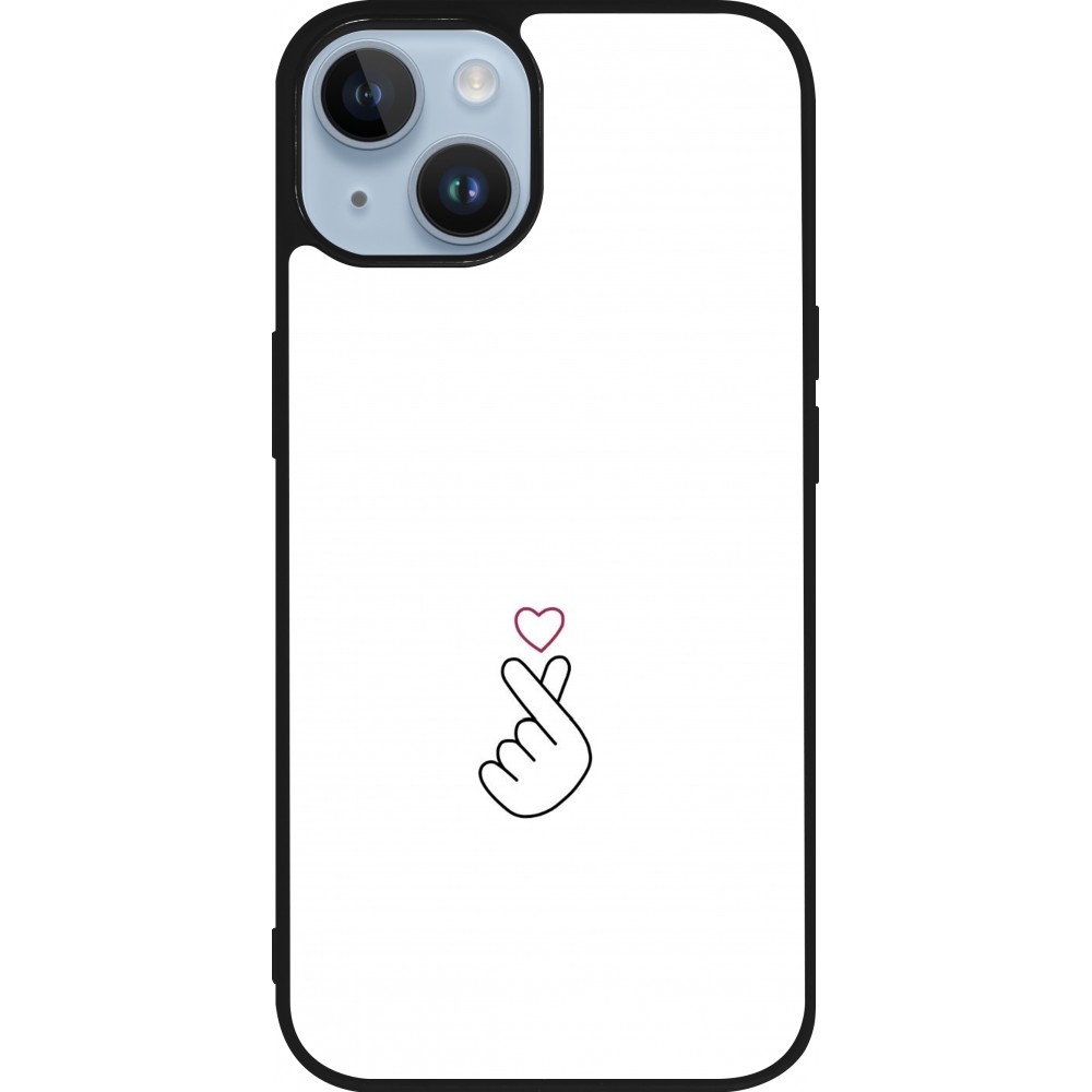 Coque iPhone 15 - Silicone rigide noir Valentine 2024 heart by Millennials