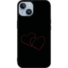 Coque iPhone 15 - Silicone rigide noir Valentine 2023 attached heart