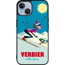 Coque iPhone 15 - Silicone rigide noir Verbier Ski Downhill