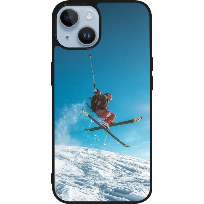 Coque iPhone 15 - Silicone rigide noir Winter 22 Ski Jump