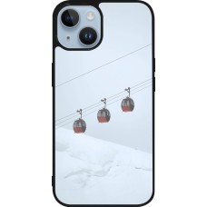 Coque iPhone 15 - Silicone rigide noir Winter 22 ski lift