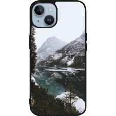 Coque iPhone 15 - Silicone rigide noir Winter 22 snowy mountain and lake