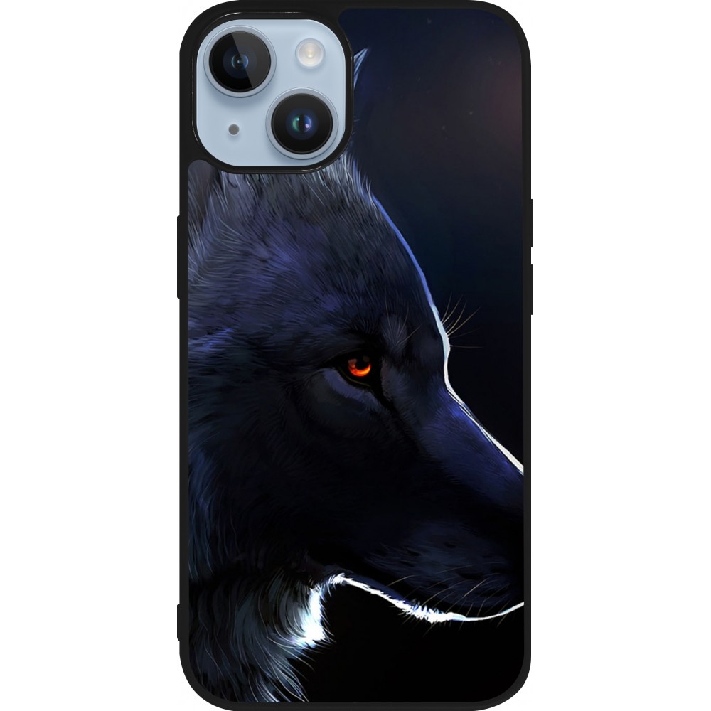 Coque iPhone 15 - Silicone rigide noir Wolf Shape