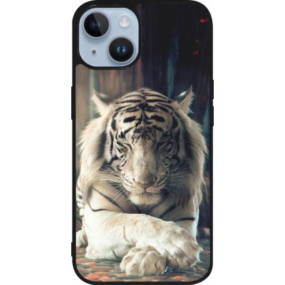 Coque iPhone 15 - Silicone rigide noir Zen Tiger