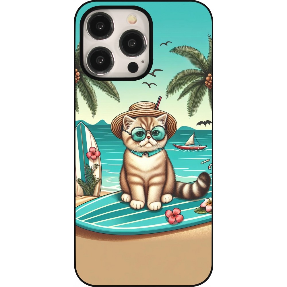 Coque iPhone 15 Pro Max - Chat Surf Style