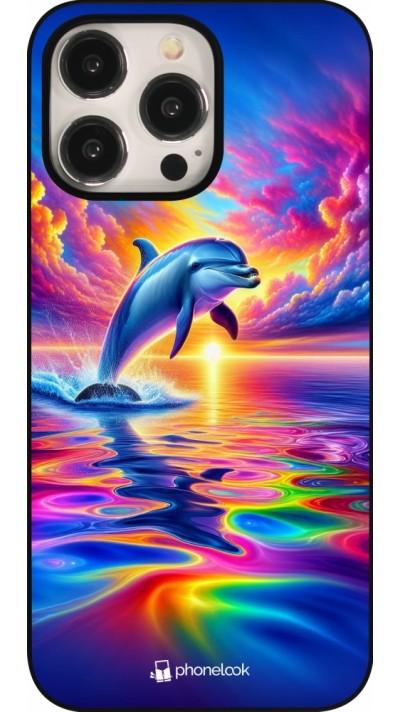 iPhone 15 Pro Max Case Hülle - Glücklicher Regenbogen-Delfin