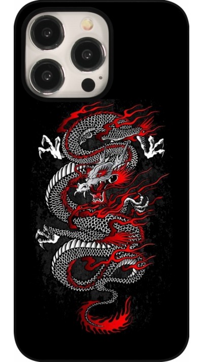 Coque iPhone 15 Pro Max - Japanese style Dragon Tattoo Red Black