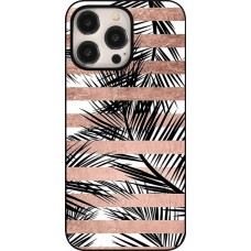 Coque iPhone 15 Pro Max - Palm trees gold stripes