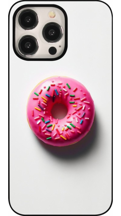 iPhone 15 Pro Max Case Hülle - Weisser Hintergrund, pinker Donut