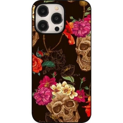 Coque iPhone 15 Pro Max - Skulls and flowers