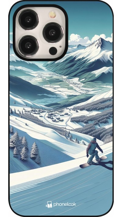 Coque iPhone 15 Pro Max - Snowboarder Montagne