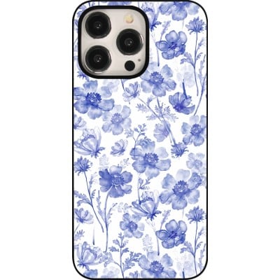 Coque iPhone 15 Pro Max - Spring 23 watercolor blue flowers