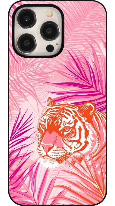 Coque iPhone 15 Pro Max - Tigre palmiers roses