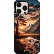 iPhone 15 Pro Max Case Hülle - Tal Sonnenuntergang Hirsch Baum