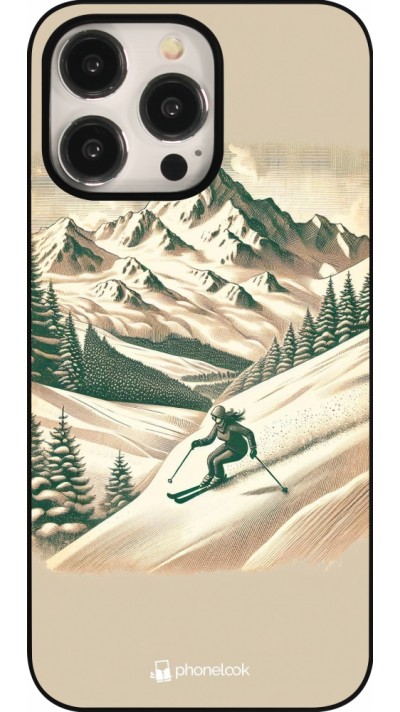 Coque iPhone 15 Pro Max - Vintage Ski Mountain