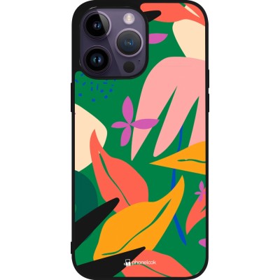 Coque iPhone 15 Pro Max - Silicone rigide noir Abstract Jungle