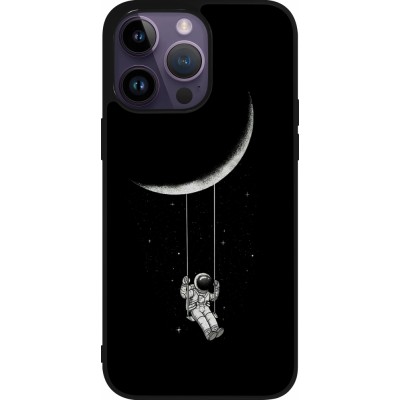 Coque iPhone 15 Pro Max - Silicone rigide noir Astro balançoire