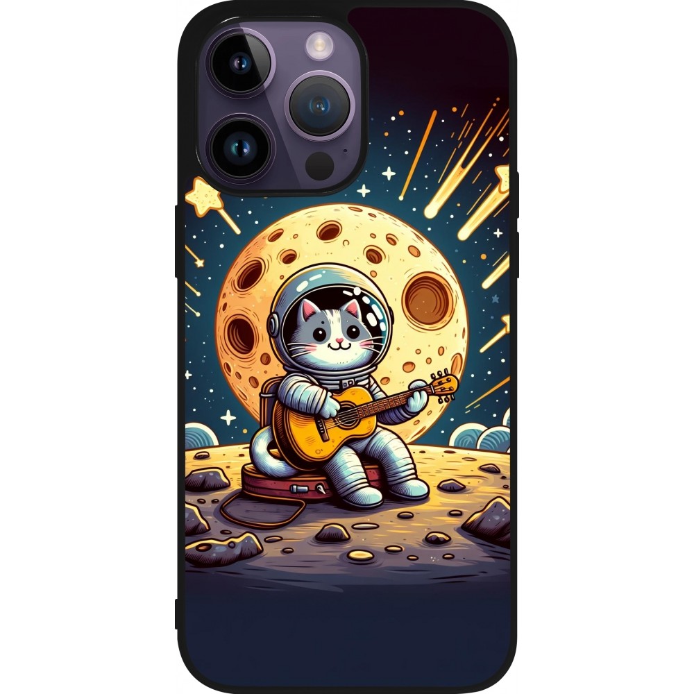 Coque iPhone 15 Pro Max - Silicone rigide noir AstroCat RockLune