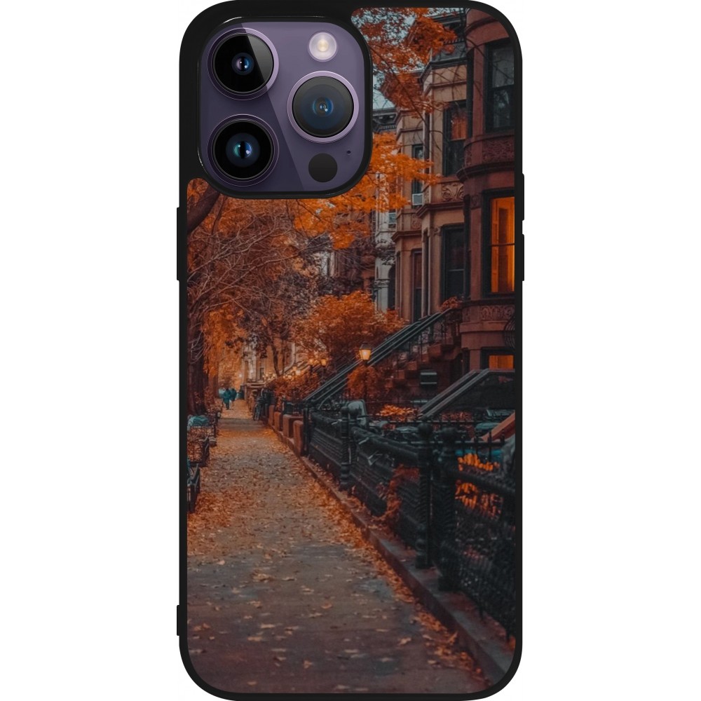 Coque iPhone 15 Pro Max - Silicone rigide noir Autumn 2024 city