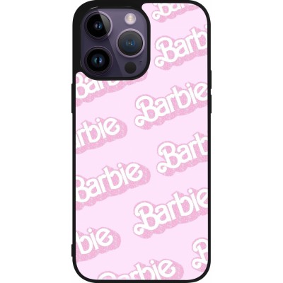 Coque iPhone 15 Pro Max - Silicone rigide noir Barbie light pink pattern