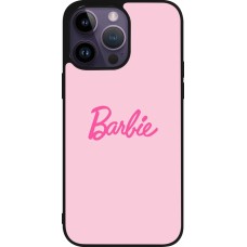 Coque iPhone 15 Pro Max - Silicone rigide noir Barbie Text