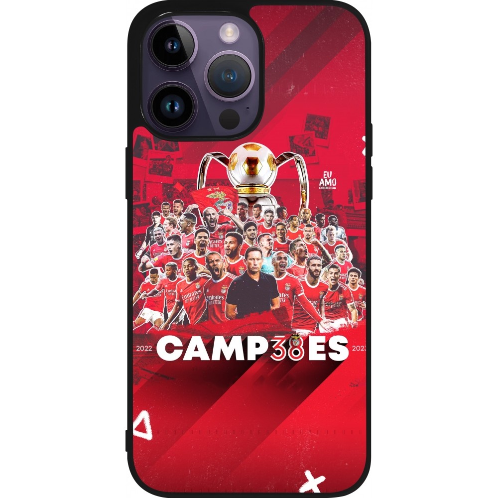 Coque iPhone 15 Pro Max - Silicone rigide noir Benfica Campeoes 2023