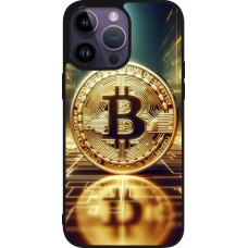 Coque iPhone 15 Pro Max - Silicone rigide noir Bitcoin Standing